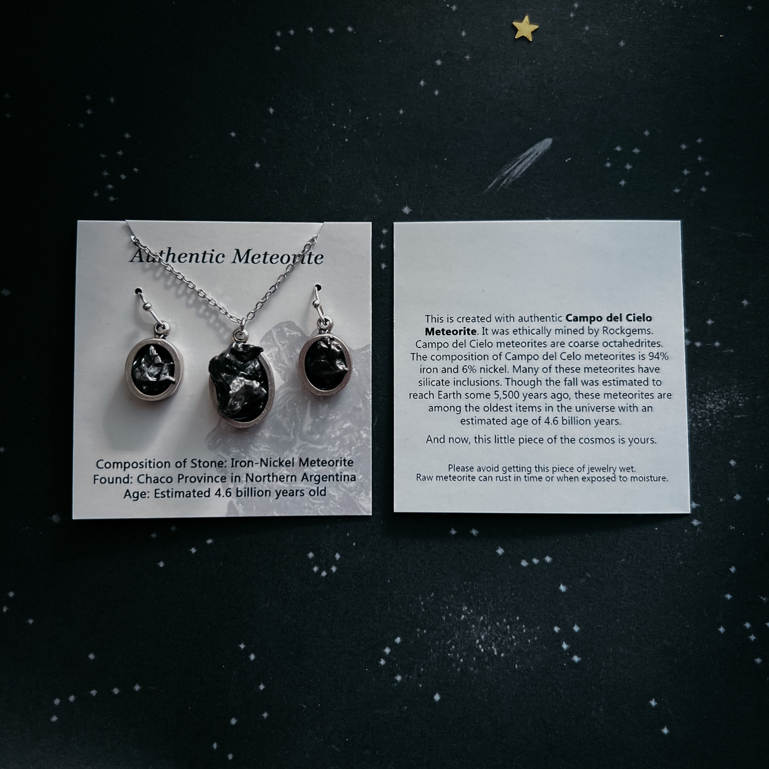 Teardrop Earrings with Raw Meteorite